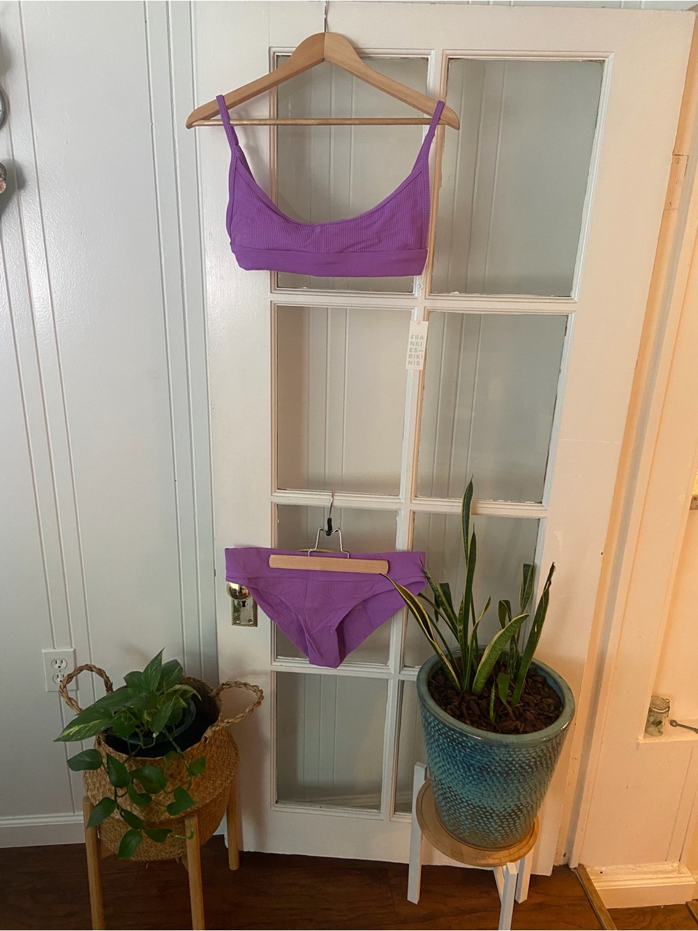 Frankie's Bikinis Purple Scoop Bikini Set